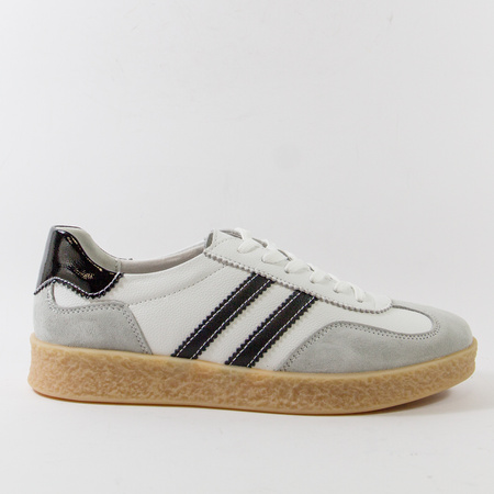 GOODIN 2102 biało-szare sneakersy damskie skórzane retro
