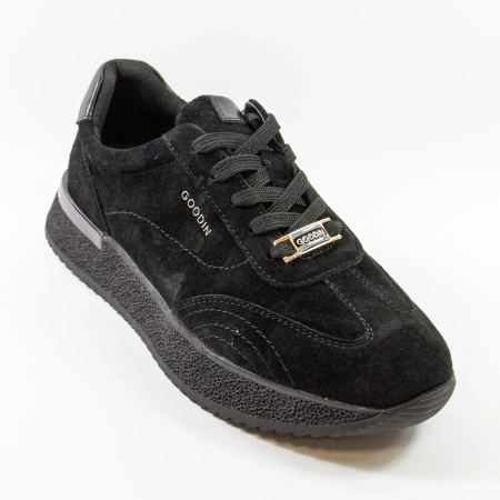 Goodin 1079 czarne sneakersy damskie zamszowe na platformie