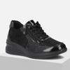 Filippo DP6352 sneakersy damskie skórzane czarne na koturnie