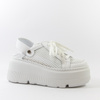 Sneakersy damskie EKSBUT Białe siateczkowe sandały skórzane Slingback 7233