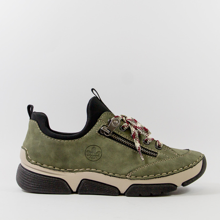 Półbuty damskie RIEKER Sneakersy zielone Trzewiki Antistress 45973-54