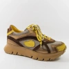 Simen 8692A Żółto-brązowe sneakersy damskie skórzane na platformie