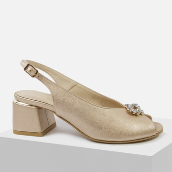 Sandały damskie BOCCATO 1036/254 Złote na obcasie Eleganckie z ozdoba