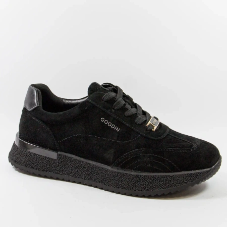 Goodin 1079 czarne sneakersy damskie zamszowe na platformie