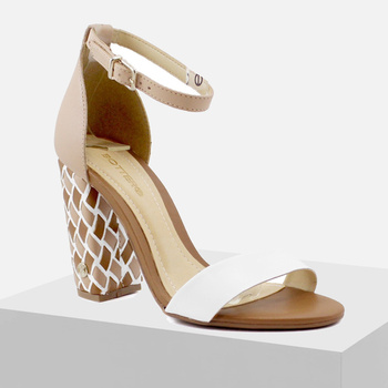 Sandały damskie brazylijskie BOTTERO 308622 Na klocku skórzane beżowe róż