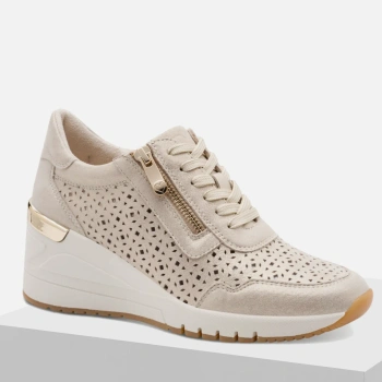 Marco Tozzi 2-23501-44 Złote sneakersy damskie na koturnie