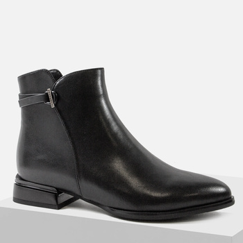 Botki damskie CAMBELL Czarne skórzane ocieplane eleganckie 55317