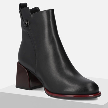 Botki damskie FILIPPO Czarne skórzane na słupku ocieplane zimowe 7363