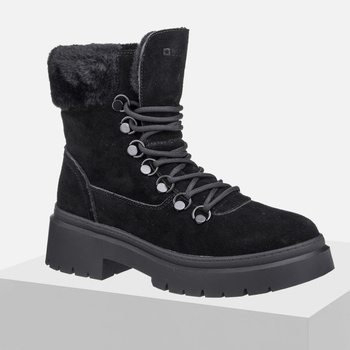 Botki damskie BIG STAR Czarne ocieplane zimowe śniegowce z futerkiem 