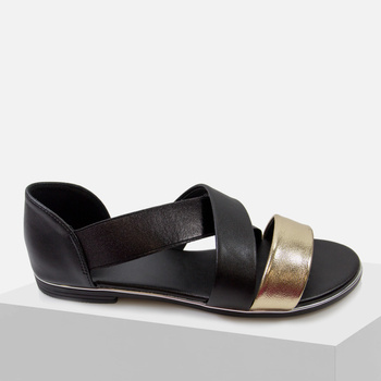 Sandały damskie EVENTO Czarno-Złote Eleganckie z elastycznym paskiem 3882