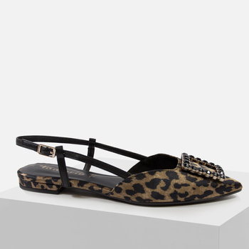 Sandały damskie TAMARIS Eleganckie Klapki w panterkę Baleriny bez pięty 