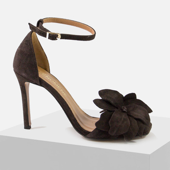 Sandały damskie PHENOMENE Brązowe Na szpilce Eleganckie Wizytowe 10cm 