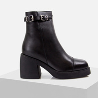 Botki damskie BOCCATO Skórzane Czarne Za kostkę Obcas 045.4239