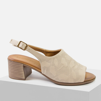 Sandały damskie T.SOKOLSKI Beżowe Skórzane na obcasie L25-706