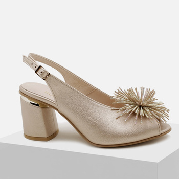 Sandały damskie BOCCATO 1012 Złote na obcasie Eleganckie ekoskóra