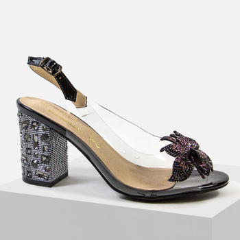 Eleganckie sandały damskie D&A na obcasie czarne Silikonowe 51-704