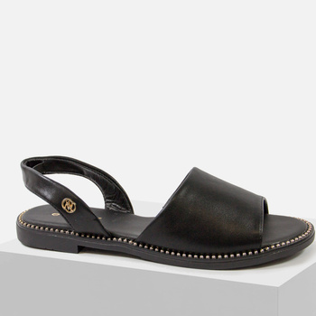 Sandały damskie EVENTO Lekkie czarne na płaskim obcasie wsuwane 8783