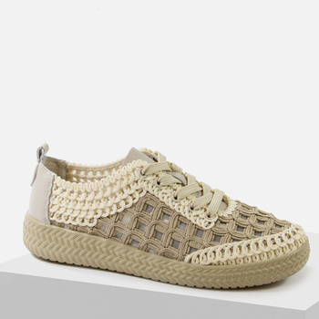 Sneakersy damskie D&A GR61-5951 beżowe Półbuty skóra naturalna ażurowe