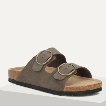 Filippo DK7061 klapki damskie skórzane taupe zamszowe