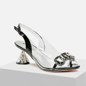 Sandały damskie SCAVIOLA S-143 czarne SILIKONOWE eleganckie ślub wesele