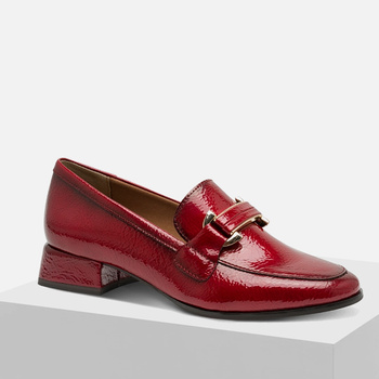 Mokasyny damskie MARCO TOZZI czerwone półbuty wsuwane lakierowane 24250