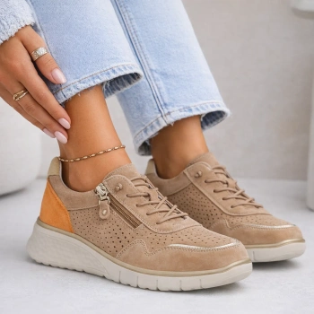 Filippo DP7605/26 CA sneakersy damskie brązowe zamszowe na platformie