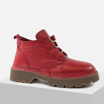 Botki damskie ARTIKER Czerwone Trzewiki skórzane ocieplane 57C2036