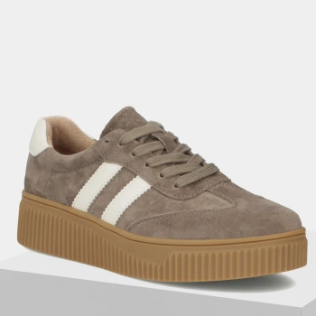 Filippo 6776 beżowe sneakersy damskie zamszowe na platformie