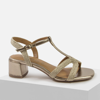 Sandały damskie TAMARIS Eleganckie Brązowo Złote na imprezę 28244 