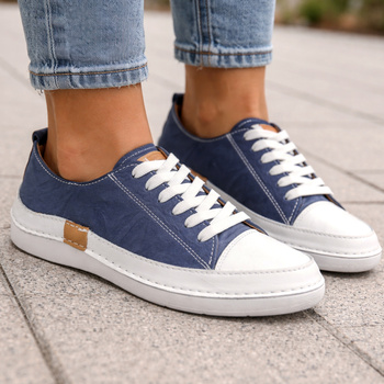 T.Sokolski 8260 półbuty damskie skórzane granatowe sneakersy