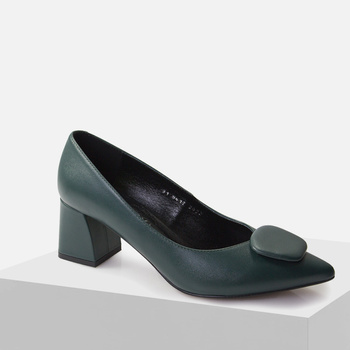 Czółenka damskie KOTYL 5417 Zielone Skórzane Wizytowe