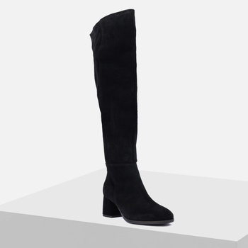 Kozaki damskie KOTYL Muszkieterki zamszowe czarne skórzane do kolan 1427