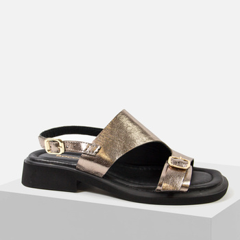 Sandały damskie BOCCATO Złote Skórzane Lekkie na platformie 158 1019