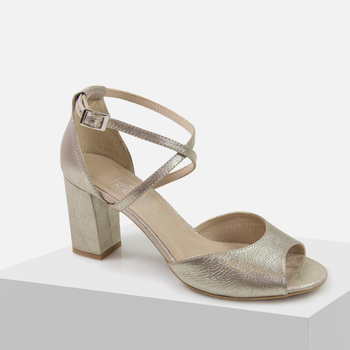 Sandały damskie KOTYL 4357 Złote Skórzane Wizytowe Eleganckie