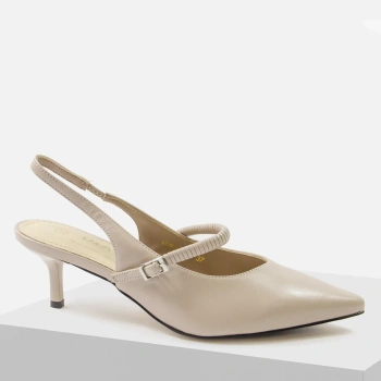 D&A CR61-3046 beżowe czółenka damskie skórzane slingback na szpilce
