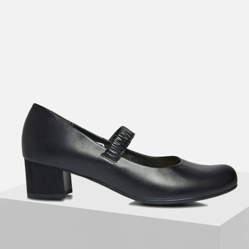 Półbuty damskie GALANT W23-9 Czarne Skórzane Wsuwane z paskiem