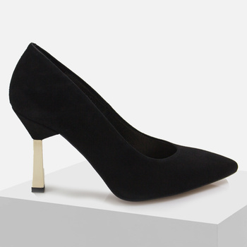 Kotyl 8509 czółenka damskie czarne zamszowe szpilki eleganckie