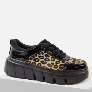 Sneakersy damskie T.SOKOLSKI Czarne półbuty skórzane na platformie J25-283