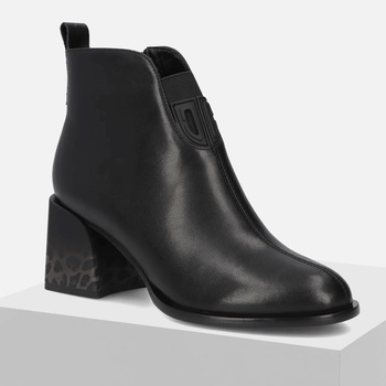 Botki damskie FILIPPO Czarne skórzane na słupku ocieplane zimowe 7356