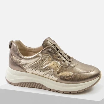 Caprice 23753 sneakersy damskie skórzane złoto-beżowe