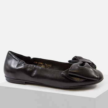 Baleriny damskie VISCONI Czarne półbuty eleganckie skórzane 7791