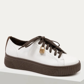 Lamanti 1145/B1 sneakersy damskie skórzane białe półbuty na platformie