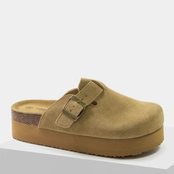 Goodin 2662 klapki damskie camel zamszowe platforma mule