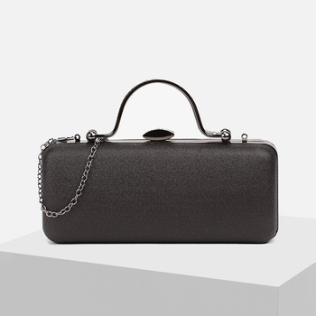 Czarna wieczorowa kopertówka Puzderko wizytowe z Rączką Wykończona Cyrkoniami i Łańcuszkiem