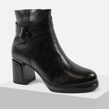 Botki damskie T.SOKOLSKI skórzane na obcasie ocieplane zimowe Z25-217