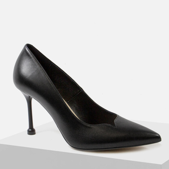 Czółenka damskie KOTYL Szpilki Skórzane Czarne na obcasie eleganckie 8525