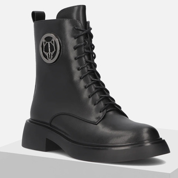 Botki damskie FILIPPO Czarne trapery skórzane trzewiki ocieplane 6408