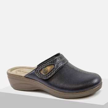 Kapcie damskie ciepłe granatowe INBLU pantofle domowe zakryte palce