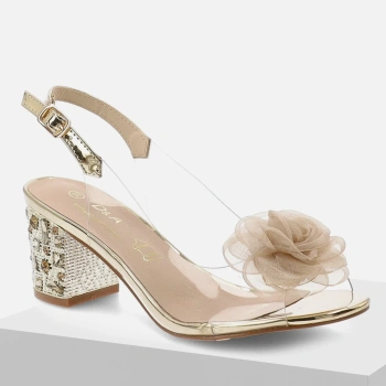 D&A MR61-9011 Eleganckie sandały damskie złote transparentne silikonowe