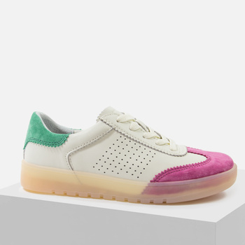 Sneakersy damskie FILIPPO Skórzane Półbuty Zielono różowe Trampki 6745